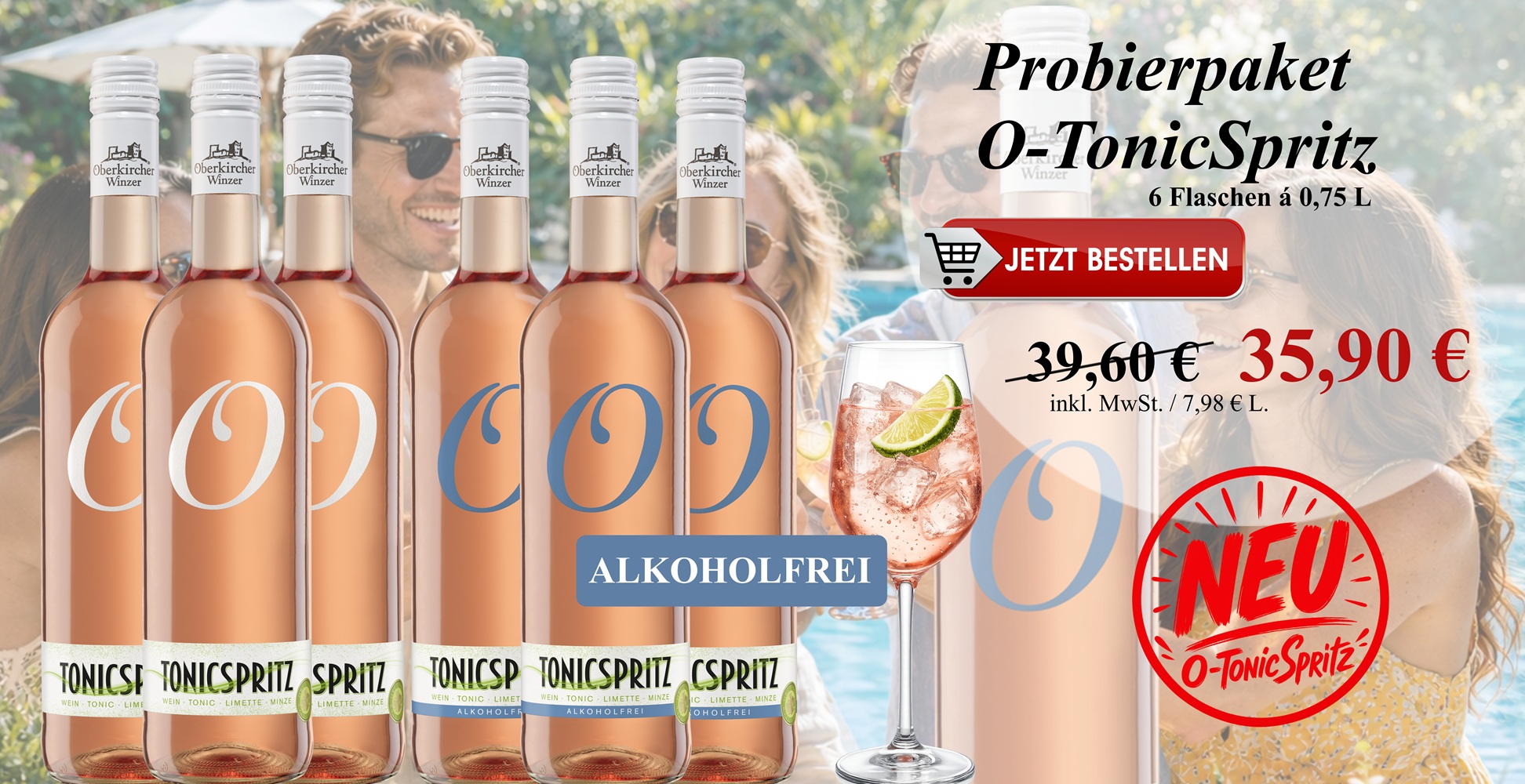 Probierpaket O-TonicSpritz 6er, 3x O-TonicSpritz / 3x O-TonicSpritz Alk.frei