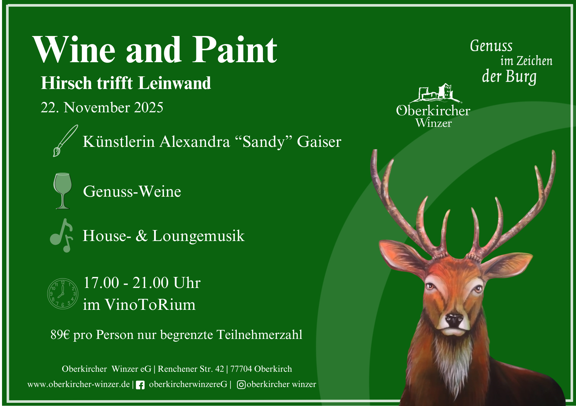 Karte Genuss-Workshop in Oberkirch, Wine & Paint am Sa. 22.11.2025 / 17.00 Uhr